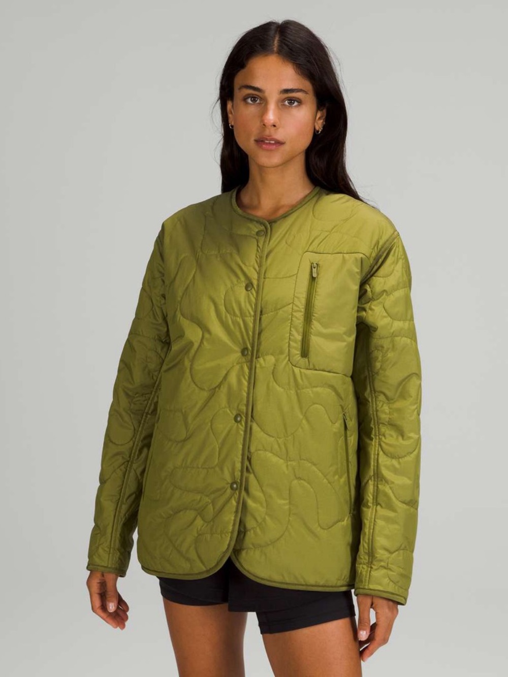lululemon athletica Olive Quilted Snap-Front Jacket